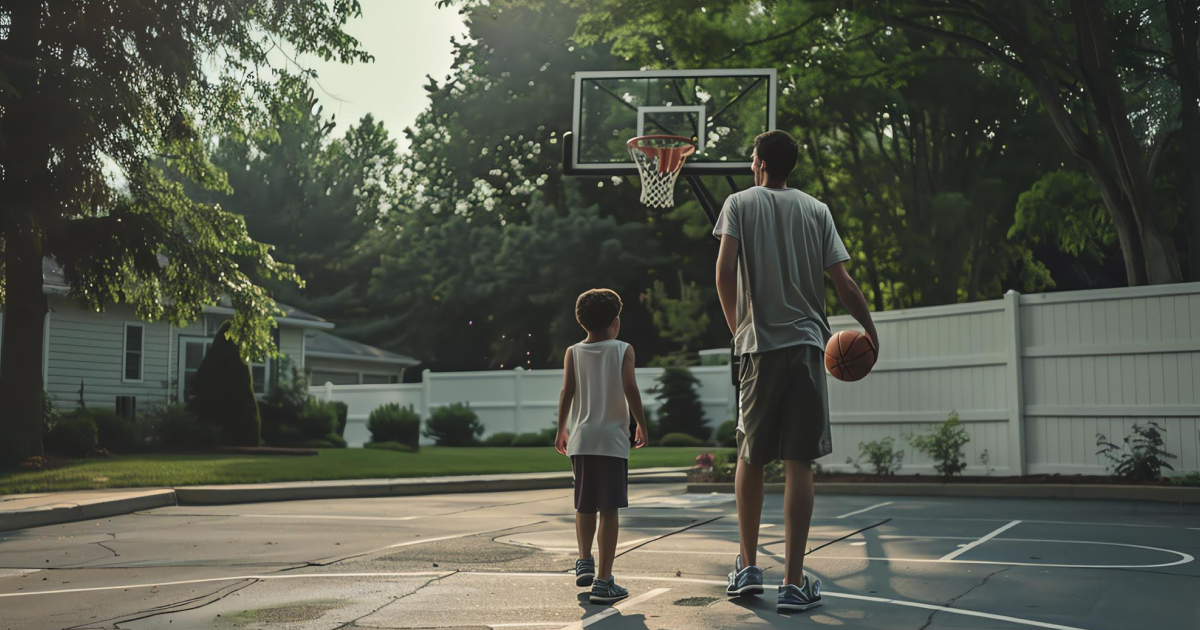 outdoor backyard basketball court