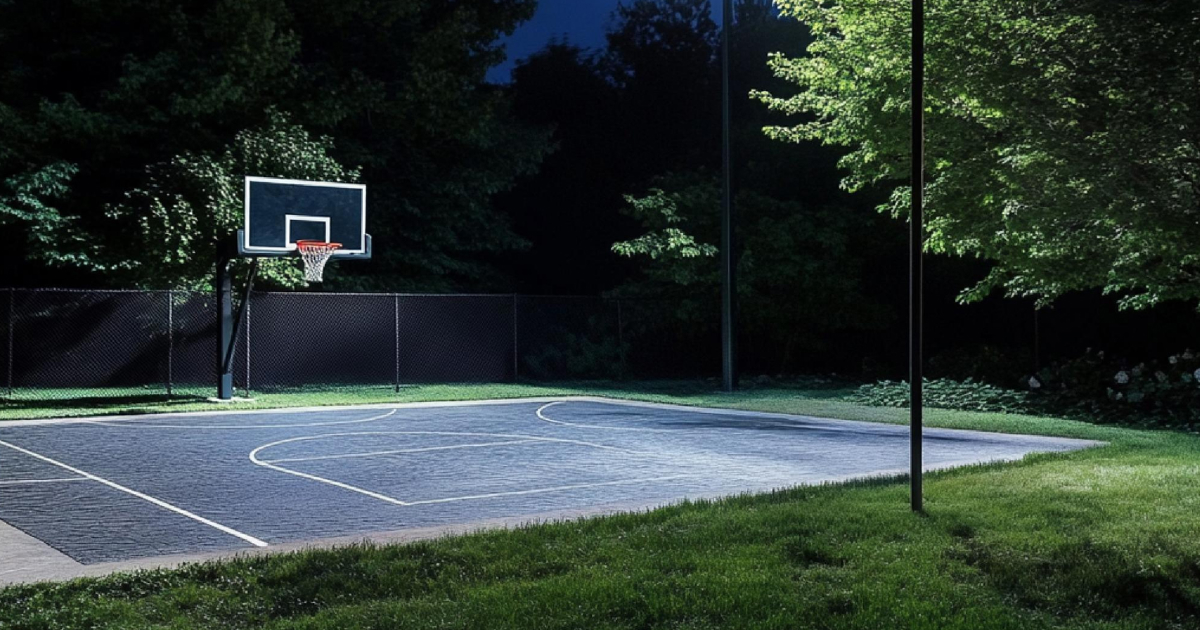 outdoor basketball court installation